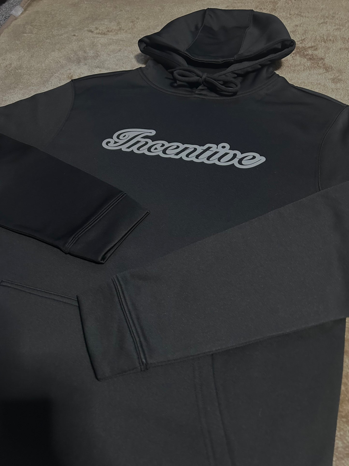 Black Reflective Essential Logo Hoodie